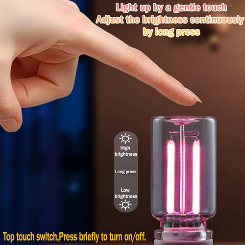 2 Pack Car LED Lights Interior, USB Light for Car Decor & Bedroom, Touch Dimmable Ambient Lighting, Mini Glass Bottle Night Light for Camping Gifts-White - color: white, size: 2 pack