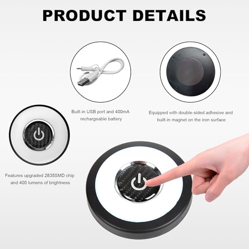 Car Ceiling Roof Light, 3 Colors USB Rechargeable LED Automotive Interior Dome Map Lamp, Bright Multi-Functional Trunk Cargo Area Light for Vehicle Camping Bedroom Cabinet - color: 3 Colors-Round
