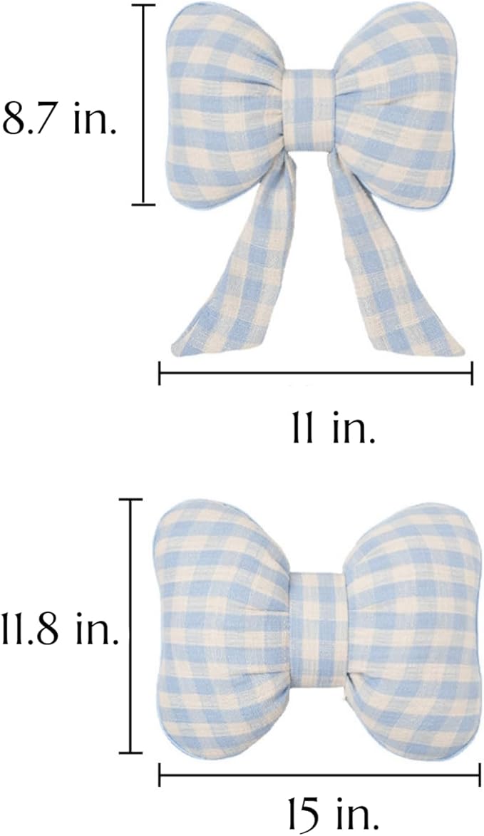 Car Accessories Plaid Bow Headrest Lumbar Pillow 4PCs Set Cotton Linen Elegant Soft Car Seat Cushions for Daily Commuting Trave (Pink Plaid,Headrest 2pcs)