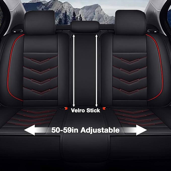 MVRVMV for Ford Bronco Sport 2021-2026 Seat Covers, Waterproof Leather Seat Cover (5 Seat Standard,Black-Red)