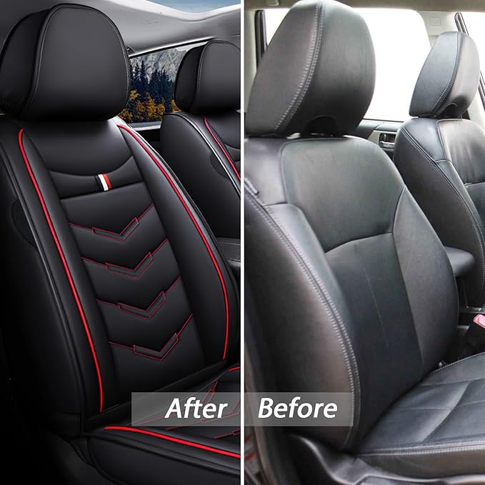 MVRVMV 8 Seat Covers for Honda Pilot 2010-2026, Waterproof Anti-Slip Car Seat Cover Compatible with Airbags (8 Seat Standard, Black-Red