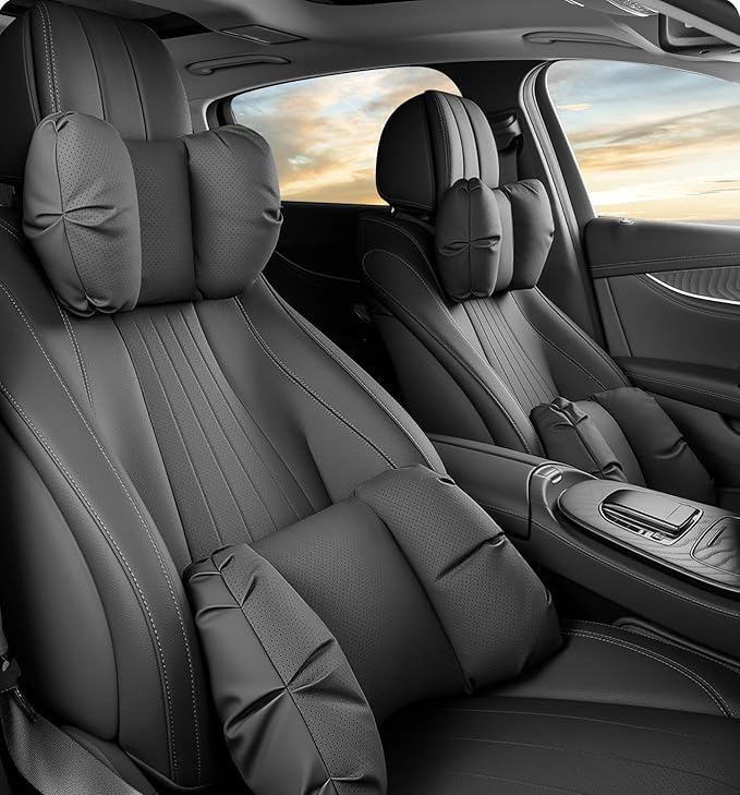Car Neck Pillow & Lumbar Support for Mazda MX-5 Miata 2019-2023 Ergonomic Breathable Mesh Auto Seat Back Cushion Headrest,Black-Neck Pillow