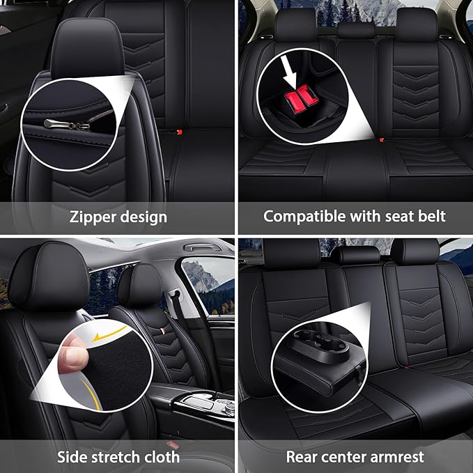 MVRVMV 5-Seat Car Seat Covers for Ford Explorer 2012-2026, Waterproof Non-Slip Wear-Resistant Leather Seat Cover (5 Seat Standard, Black)