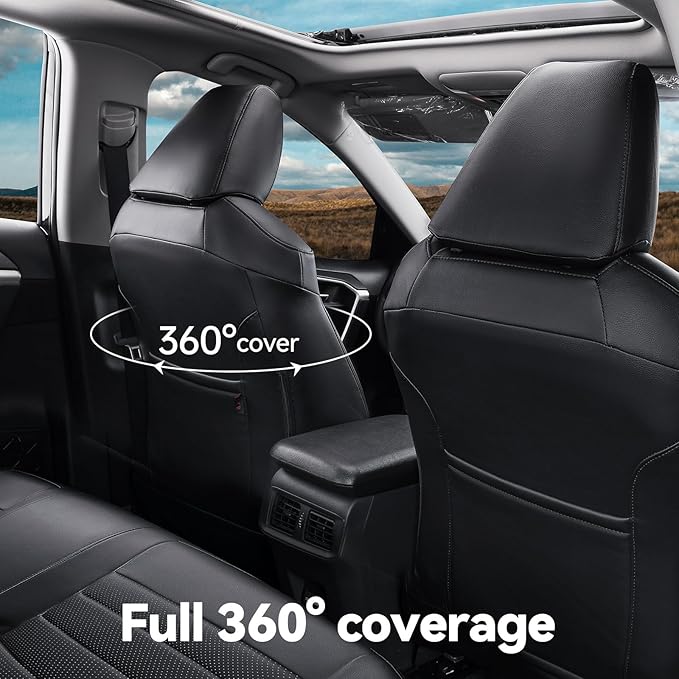 coverdream Corolla Cross Leather Seat Covers Custom Fit for 2022-2026 Toyota Corolla Cross L,LE,XLE,SE,S (Non-Hybrid) SUV,Fully Covered,Luxury Waterproof Car Seat Protector(Full Set,Black)