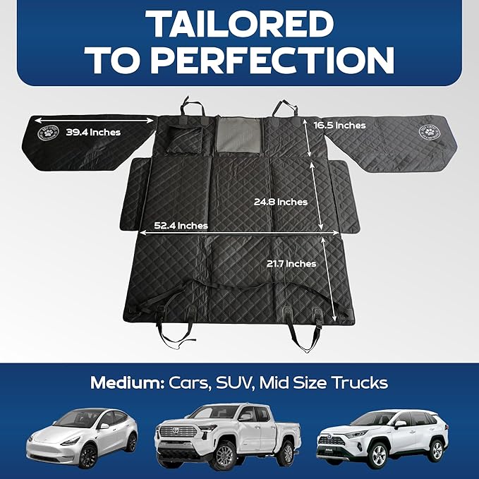Ruff Liners Medium Back Seat Extender for Dogs, Black – As Seen on Shark Tank – Hard Bottom Platform for Cars, SUVs & Mid-Size Trucks, 400lb Support, Waterproof – Rigid Back Seat Cover for Dogs
