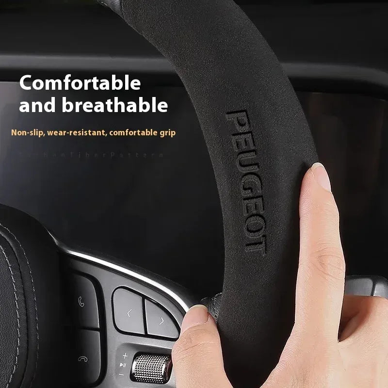Peugeot Carbon Fiber Leather Steering Wheel Cover